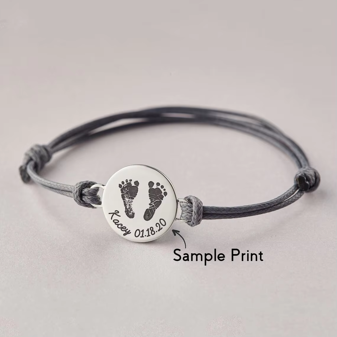 Pulsera con Dije Redondo Plateado